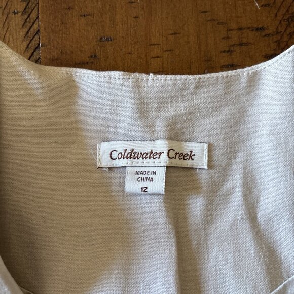 Coldwater Creek Tan Linen Blend Blazer Floral Size 12 - Picture 4 of 8